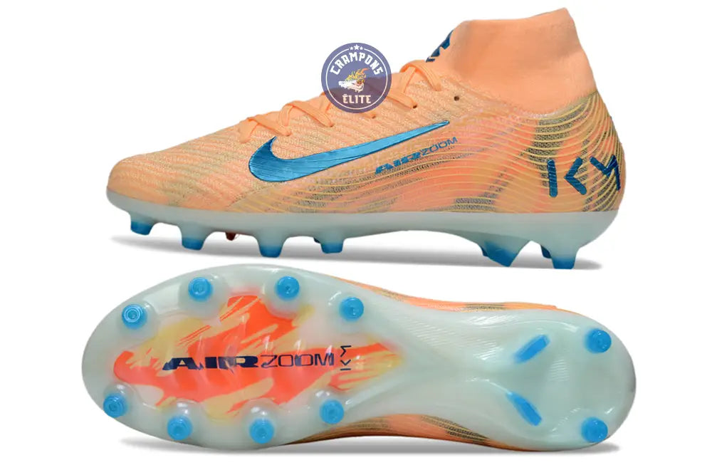 Image of Air Zoom Mercurial Superfly 10 AG Kylian Mbappe - Orange/Bleu turquoise