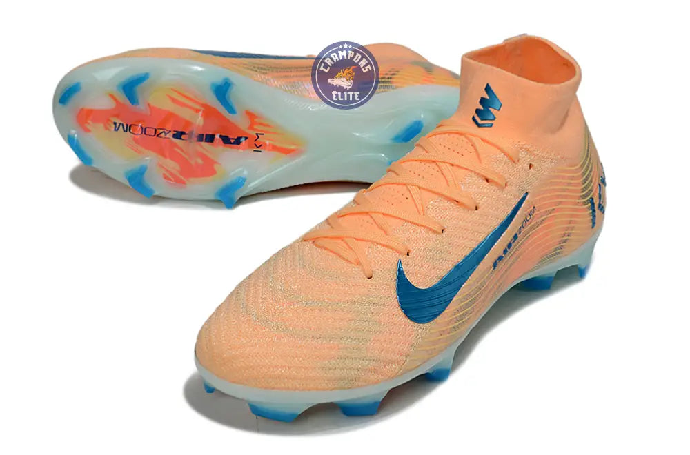 Image of Air Zoom Mercurial Superfly 10 FG Kylian Mbappe - Orange/Bleu turquoise