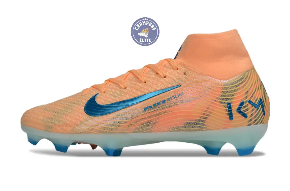 Image of Air Zoom Mercurial Superfly 10 FG Kylian Mbappe - Orange/Bleu turquoise