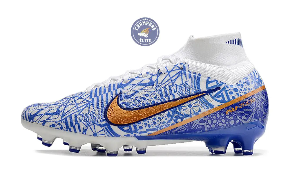 Air Zoom Mercurial Superfly 9 AG CR7 Personal Edition - Blanc/Cuivré/Bleu