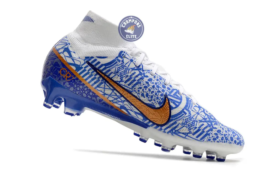 Image of Air Zoom Mercurial Superfly 9 AG CR7 Personal Edition - Blanc/Cuivré/Bleu