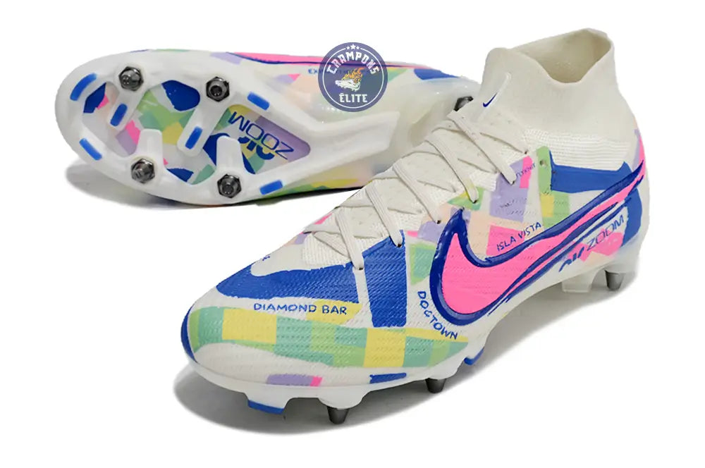 Air Zoom Mercurial Superfly 9 SG - Blanc/Vert/Bleu/Jaune/Rose