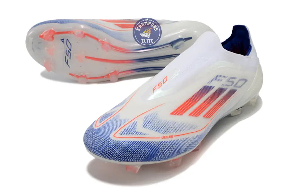 F50 Elite Laceless FG Advancement - Blanc/Rouge/Bleu