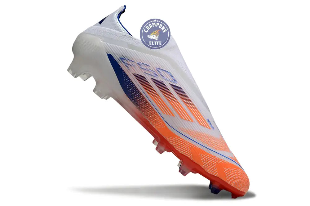 F50 Elite Laceless FG - Blanc/Orange/Bleu