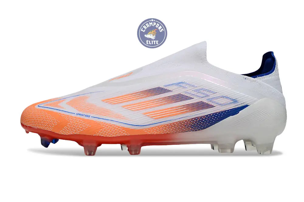 F50 Elite Laceless FG - Blanc/Orange/Bleu