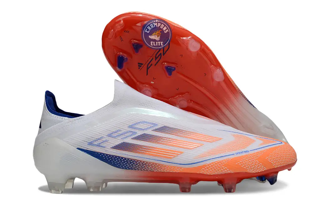 F50 Elite Laceless FG - Blanc/Orange/Bleu