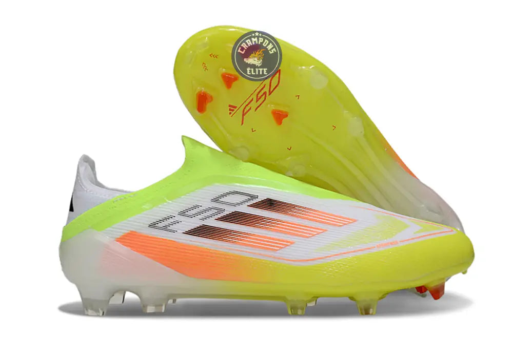 F50 Elite Laceless FG - Blanc/Orange/Vert/Jaune