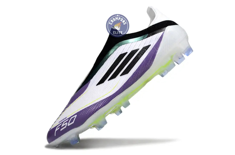 F50 Elite Laceless FG - Blanc/Violet/Vert