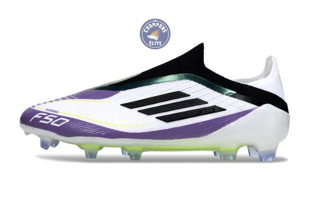F50 Elite Laceless FG - Blanc/Violet/Vert
