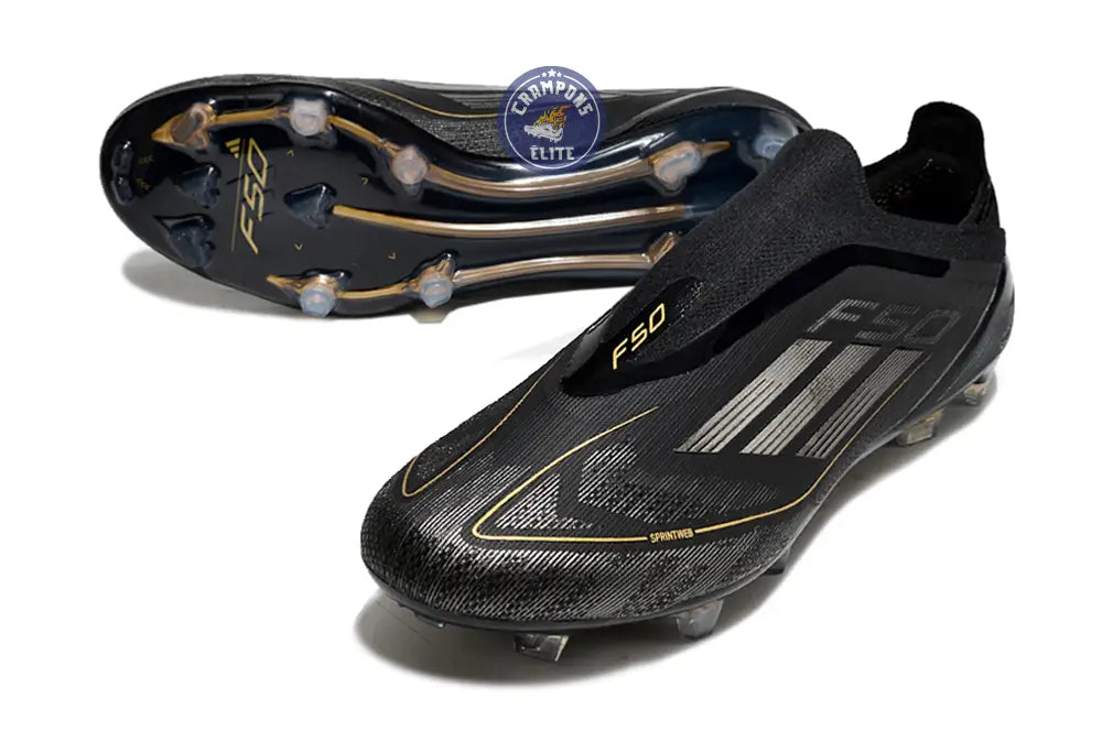 F50 Elite Laceless FG Dark Spark - Noir/Argenté/Doré