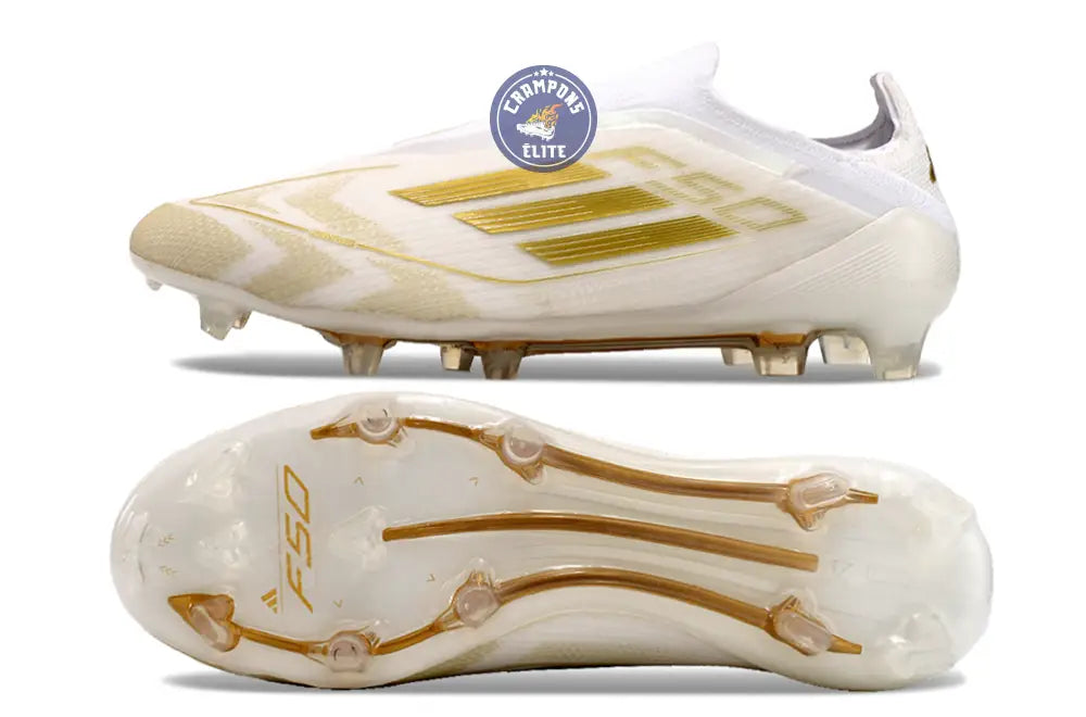 Image of F50 Elite Laceless FG Day Spark - Blanc/Doré/Blanc