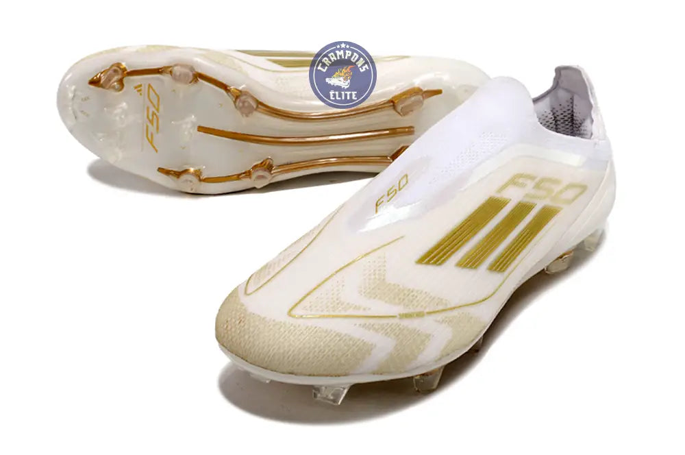 F50 Elite Laceless FG Day Spark - Blanc/Doré/Blanc