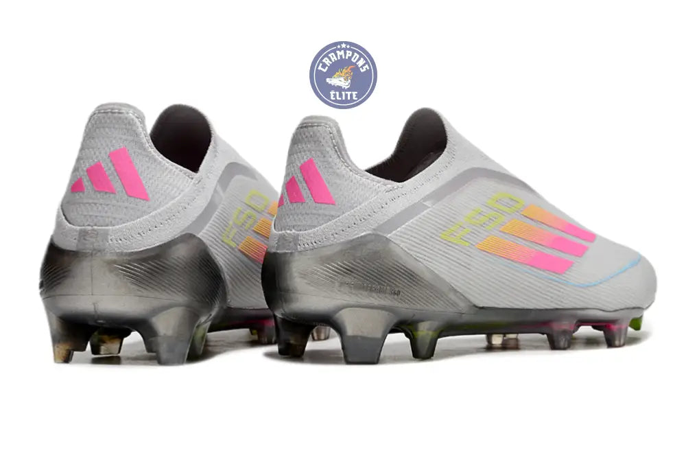 Image of F50 Elite Laceless FG Gris/Rose/Jaune