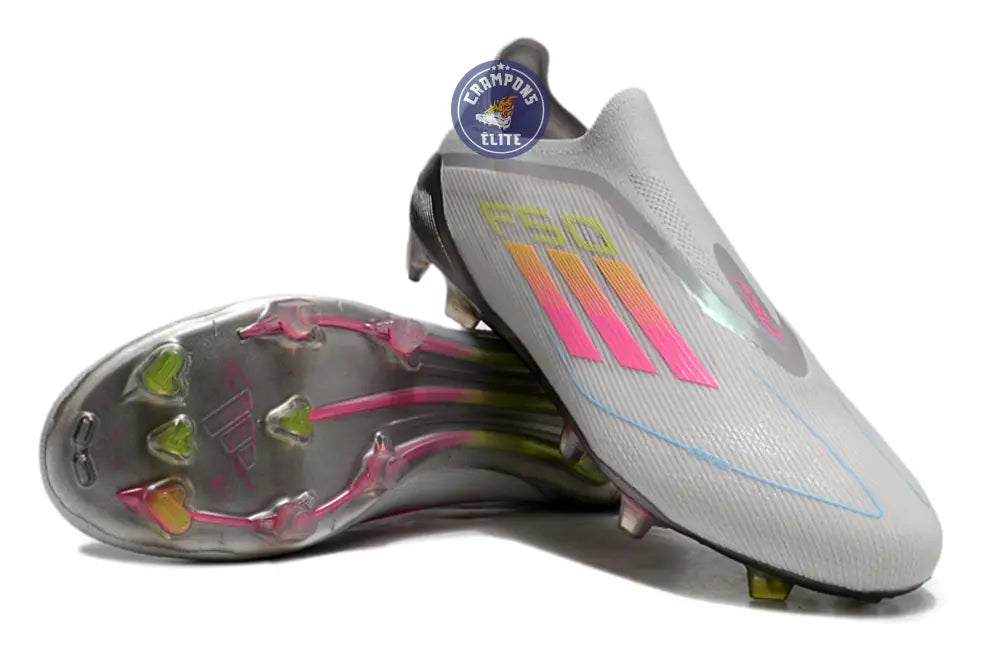 F50 Elite Laceless FG Gris/Rose/Jaune