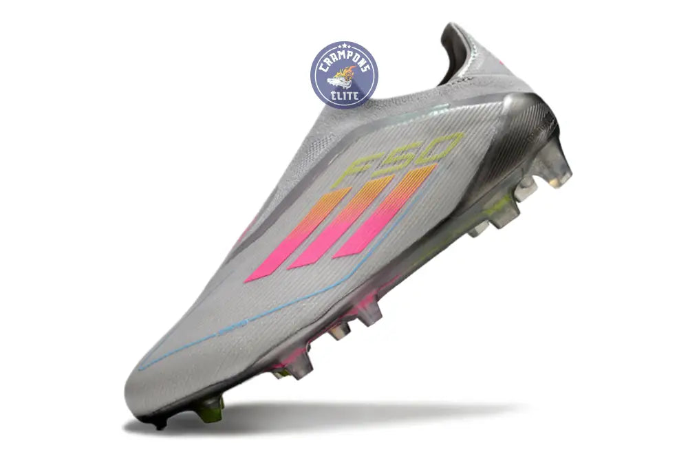 F50 Elite Laceless FG Gris/Rose/Jaune