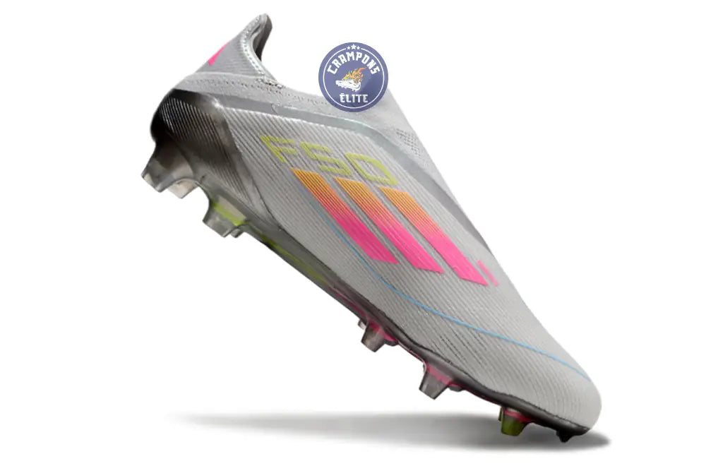 F50 Elite Laceless FG Gris/Rose/Jaune