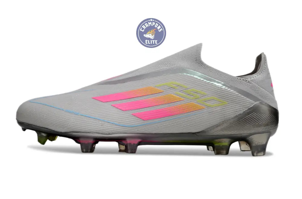 F50 Elite Laceless FG Gris/Rose/Jaune