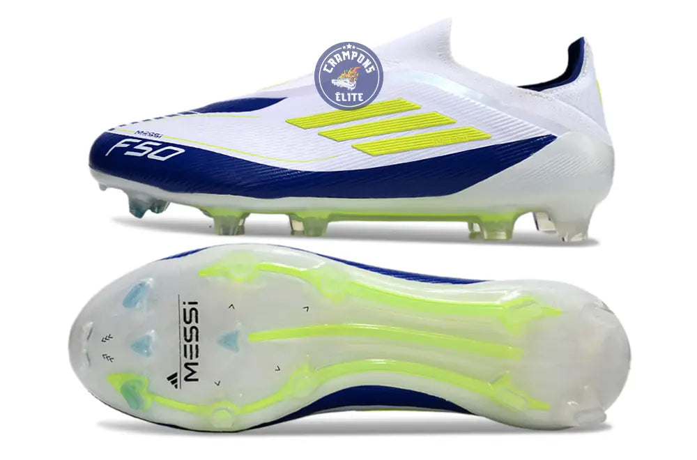 Image of F50 Elite Laceless FG Messi - Blanc/Jaune/Violet