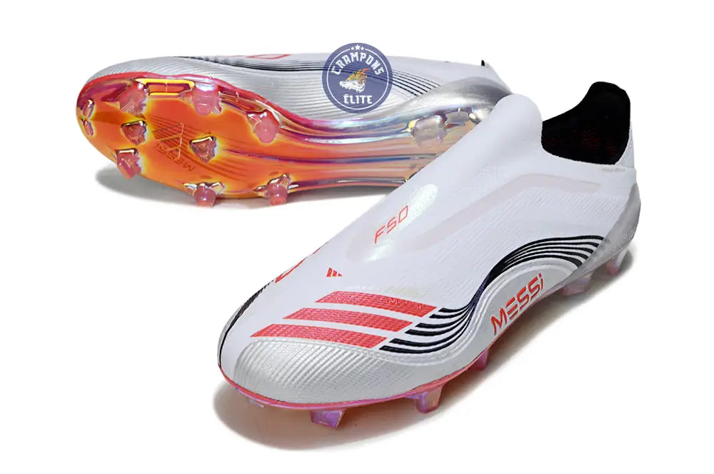 F50 Elite Laceless FG - Messi Prestig10 - Blanc/Noir/Rouge