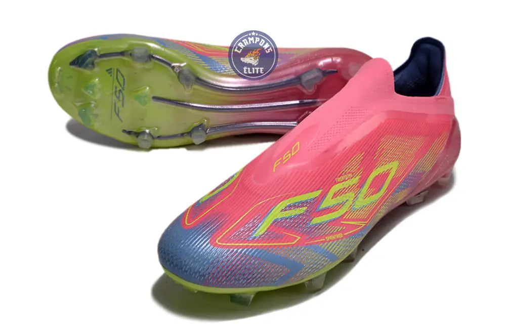 F50 Elite Laceless FG Mystic Victory - Lucid Pink/Lucid Lemon/Blue Fusion