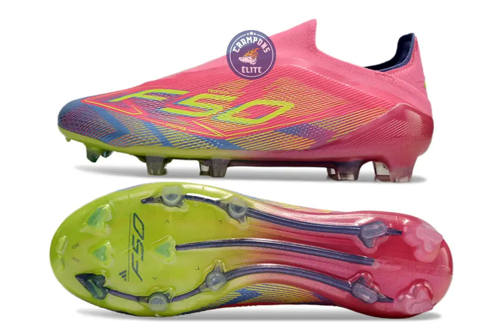 F50 Elite Laceless FG Mystic Victory - Lucid Pink/Lucid Lemon/Blue Fusion