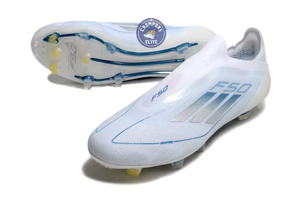 F50 Elite Laceless FG Polar Victory - Blanc/Argenté/Bleu
