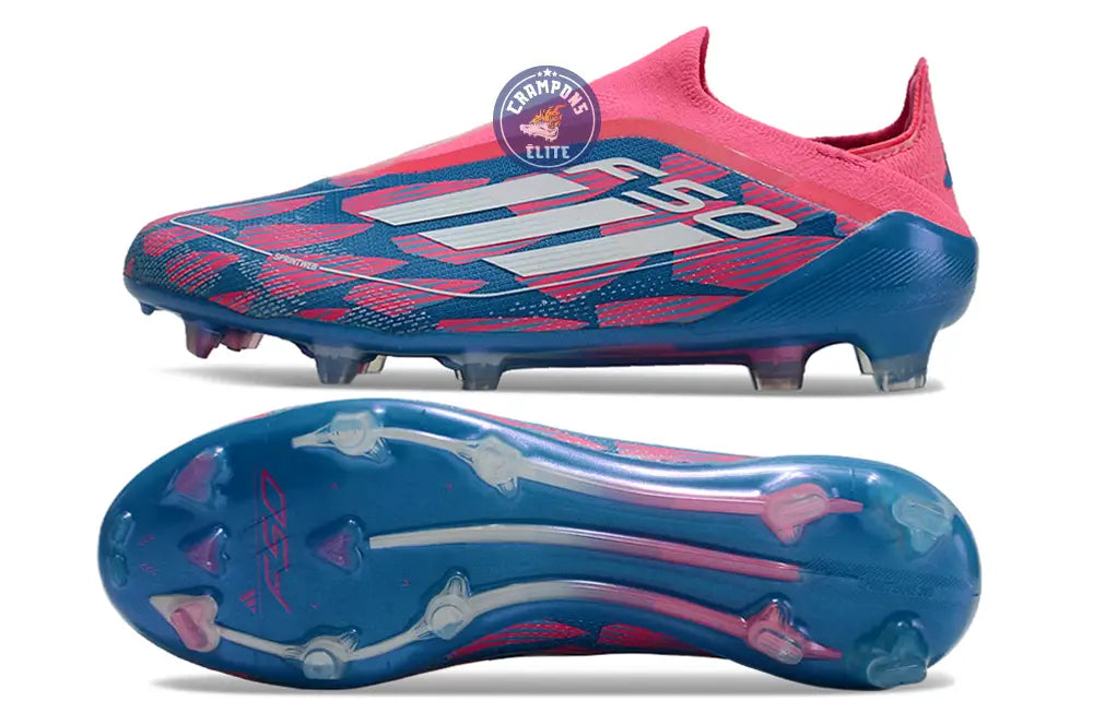 F50 Elite Laceless FG Reemergence - Bleu/Blanc/Rose