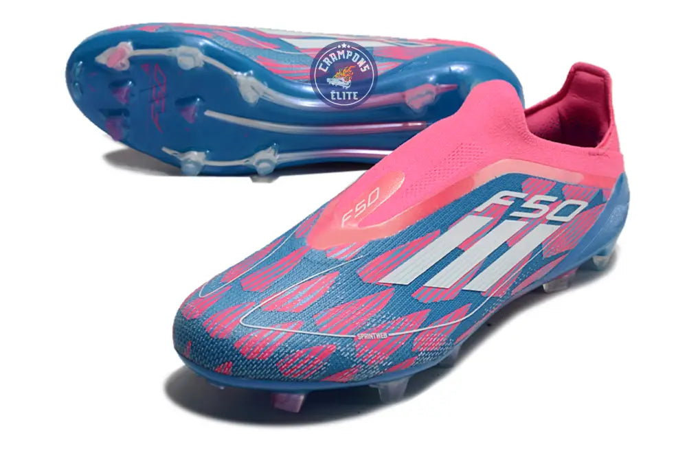 F50 Elite Laceless FG Reemergence - Bleu/Blanc/Rose