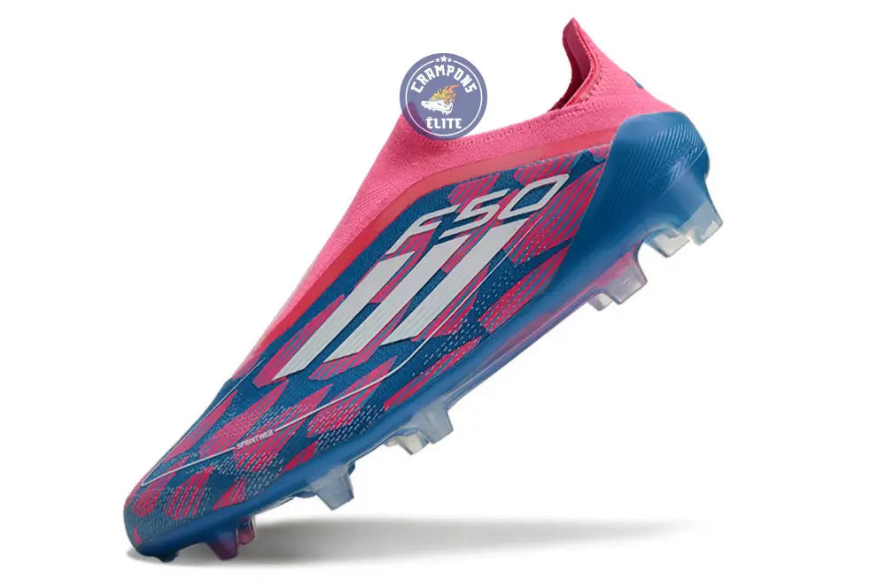 F50 Elite Laceless FG Reemergence - Bleu/Blanc/Rose