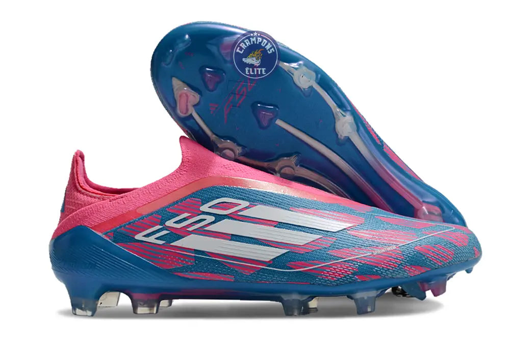 F50 Elite Laceless FG Reemergence - Bleu/Blanc/Rose