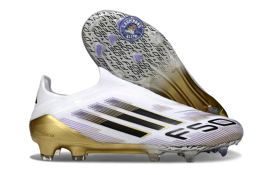 F50 Elite Laceless FG Road to Glory - Blanc/Noir/Doré