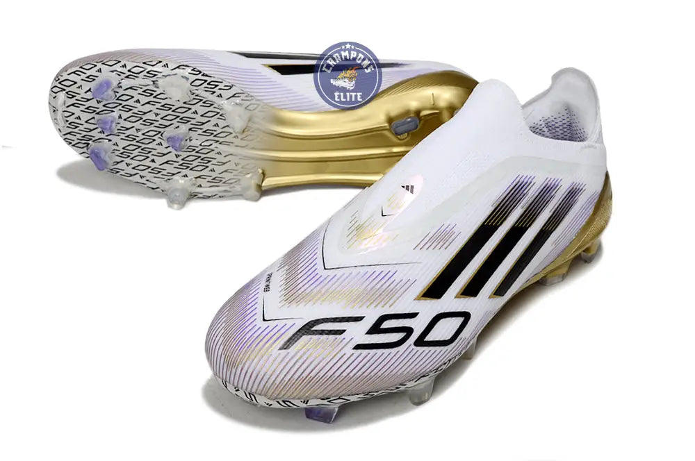 F50 Elite Laceless FG Road to Glory - Blanc/Noir/Doré