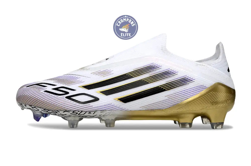 F50 Elite Laceless FG Road to Glory - Blanc/Noir/Doré