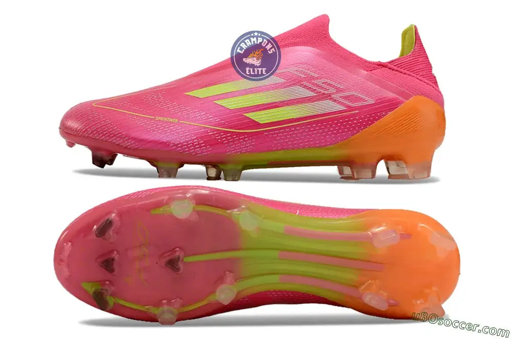 F50 Elite Laceless FG Rose/Jaune