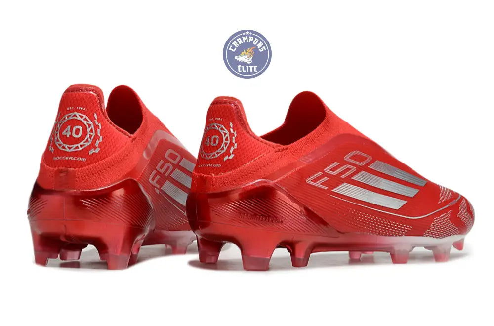 F50 Elite Laceless FG Soccer.com 40th Anniversary Pack Rouge/Argent