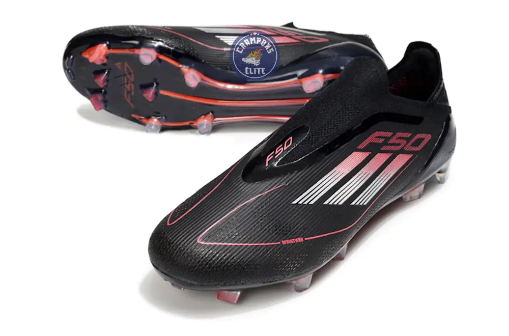 F50 Elite Laceless FG Stealth Victory - Noir/Argenté/Lucid Red