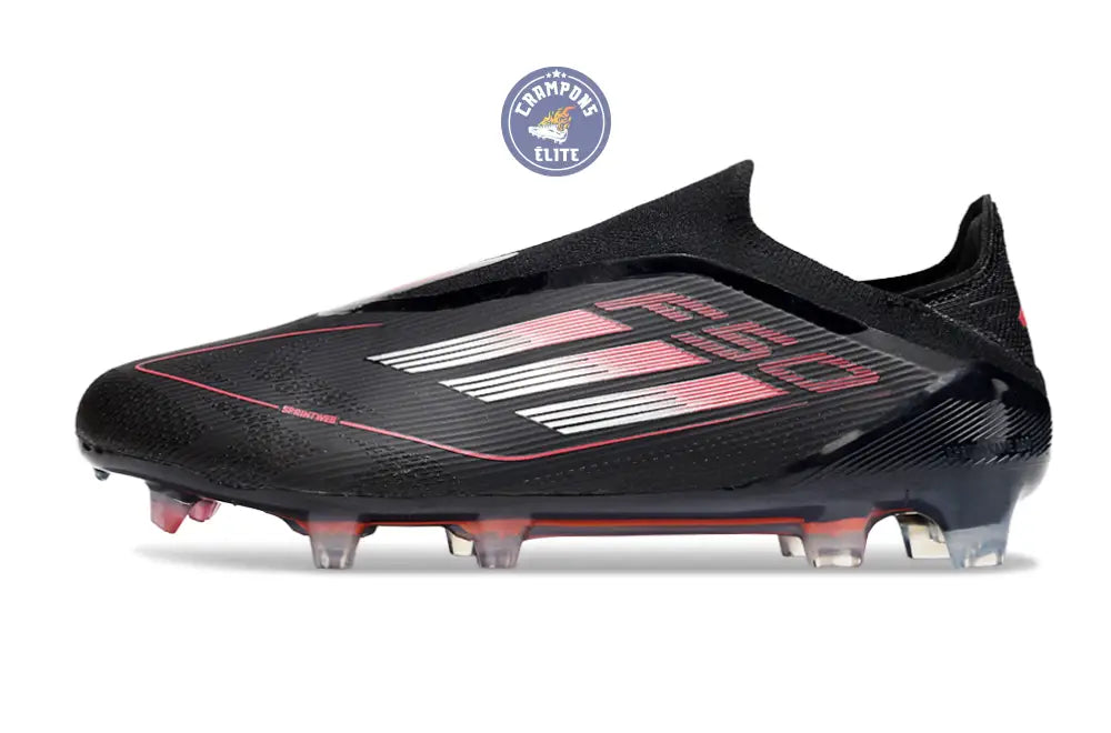 F50 Elite Laceless FG Stealth Victory - Noir/Argenté/Lucid Red