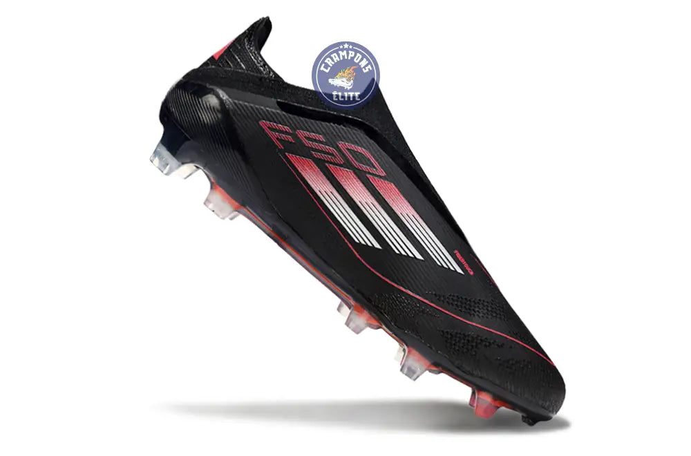 F50 Elite Laceless FG Stealth Victory - Noir/Argenté/Lucid Red