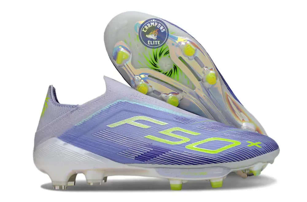 Image of F50 + Elite Laceless FG - Violet/Jaune Fluo/Gris