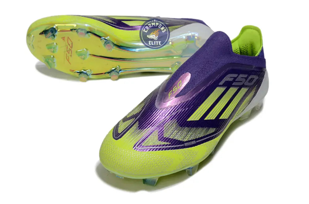 F50 Elite Laceless FG - Violet/Jaune Fluo/Gris