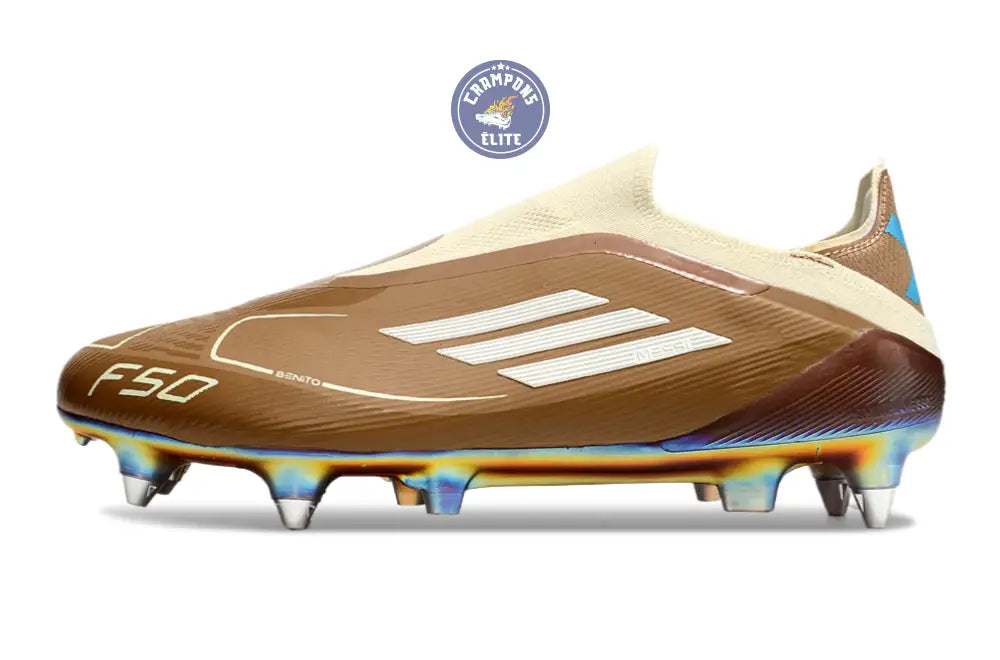 F50 Elite Laceless Messi X Bad Bunny SG - Cardboard/Blanc/Turquoise ÉDITION LIMITÉE