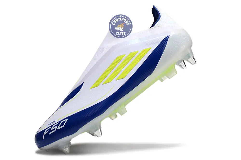 F50 Elite Laceless SG - Blanc/Bleu/Jaune Fluo