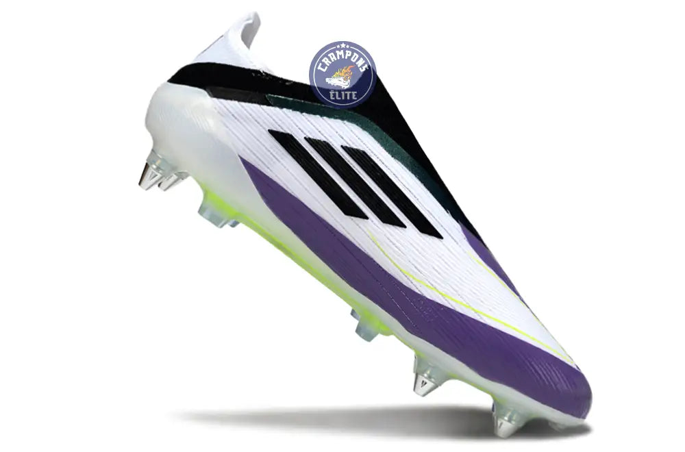 F50 Elite Laceless SG - Blanc/Noir/Violet/Jaune Fluo