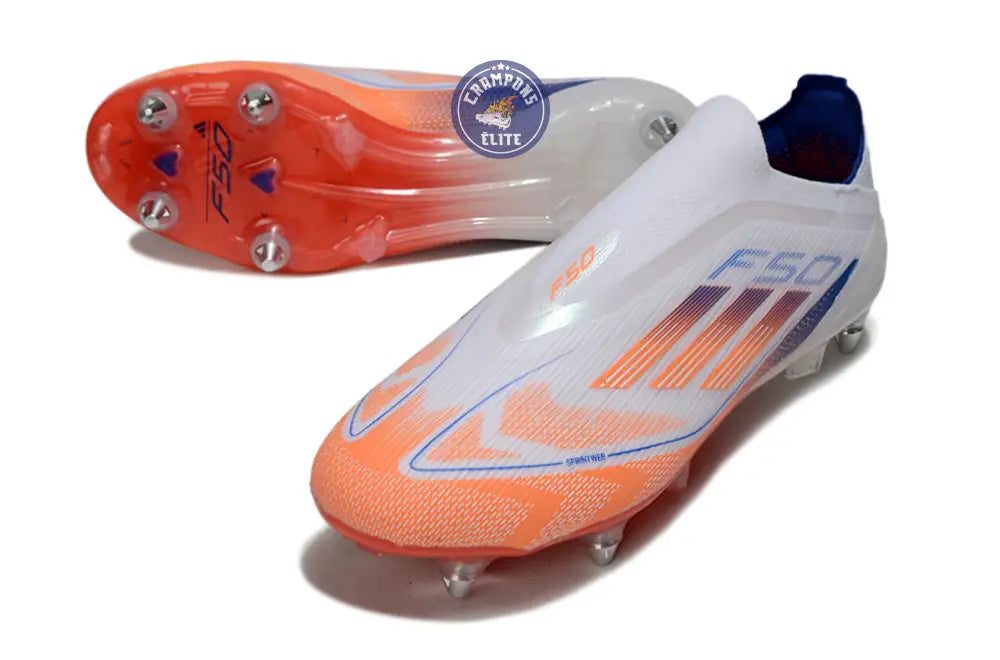 Image of F50 Elite Laceless SG - Blanc/Orange/Bleu