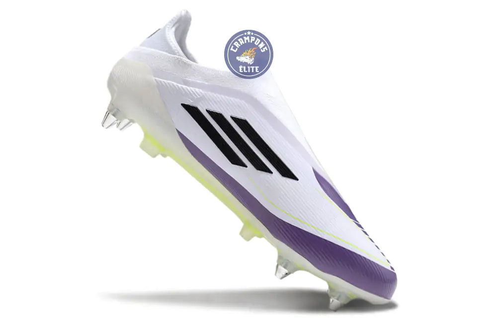 F50 Elite Laceless SG - Blanc/Violet/Noir/Jaune Fluo