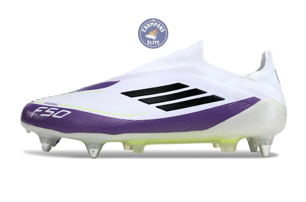 Image of F50 Elite Laceless SG - Blanc/Violet/Noir/Jaune Fluo