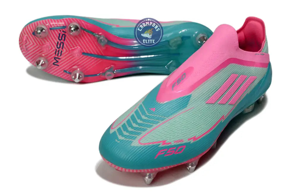 F50 Elite Laceless SG - Bleu Turquoise/Bleu/Rose