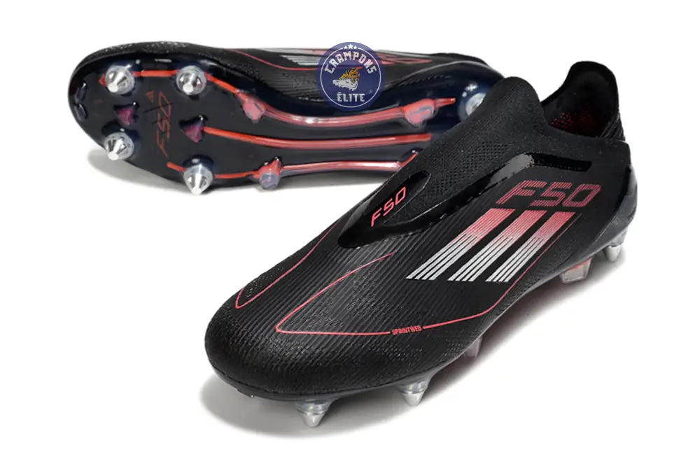 F50 Elite Laceless SG Stealth Victory - Noir/Argenté/Lucid Red