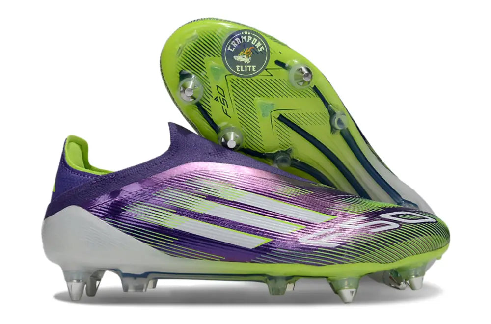 F50 Elite Laceless SG - Violet/Jaune Fluo/Blanc