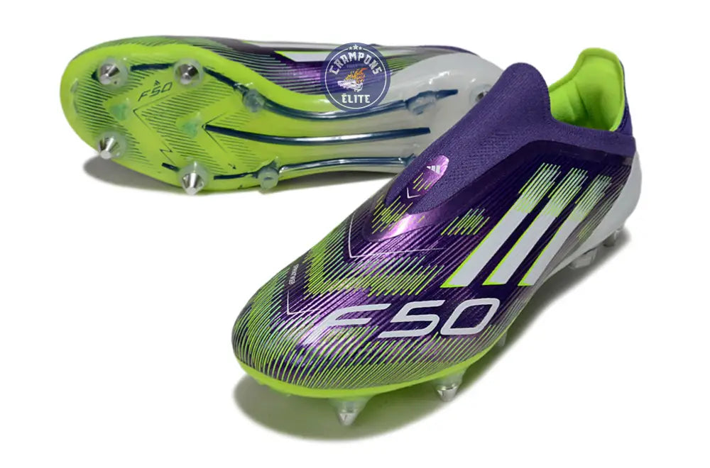 F50 Elite Laceless SG - Violet/Jaune Fluo/Blanc